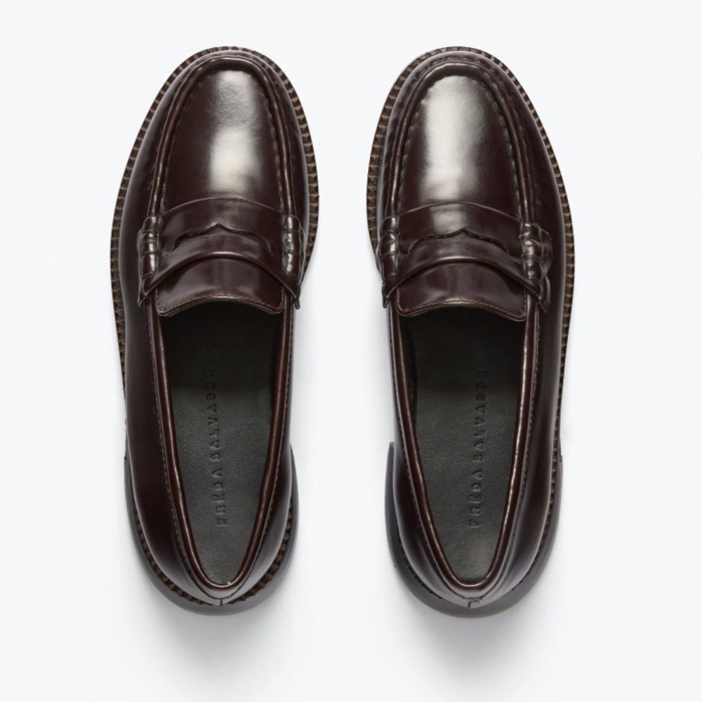Gently Used Freda Salvador ELBA PENNY LOAFER Espresso Spazzolato size 7.5